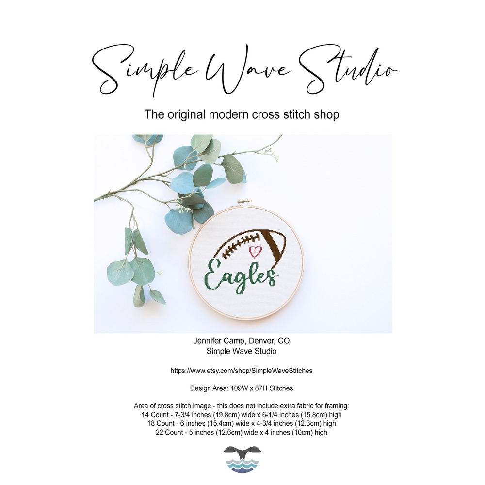 Eagles Football‎ Counted Cross Stitch Pattern Chart